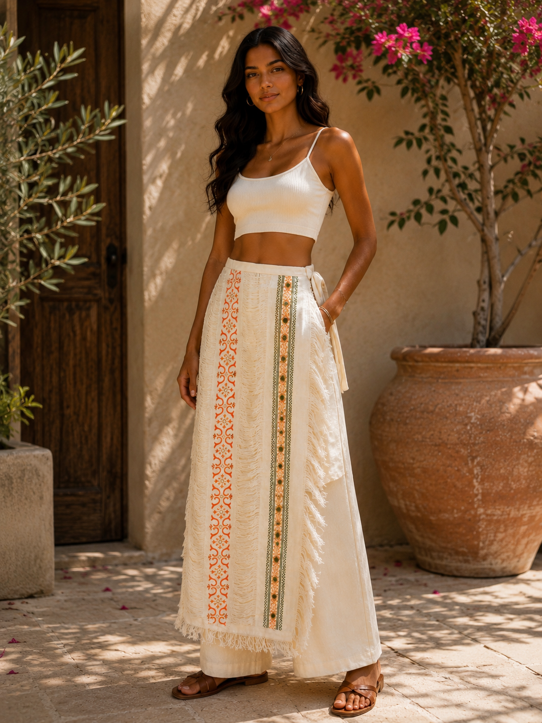 Tribal Thread Linen Skirt Pants