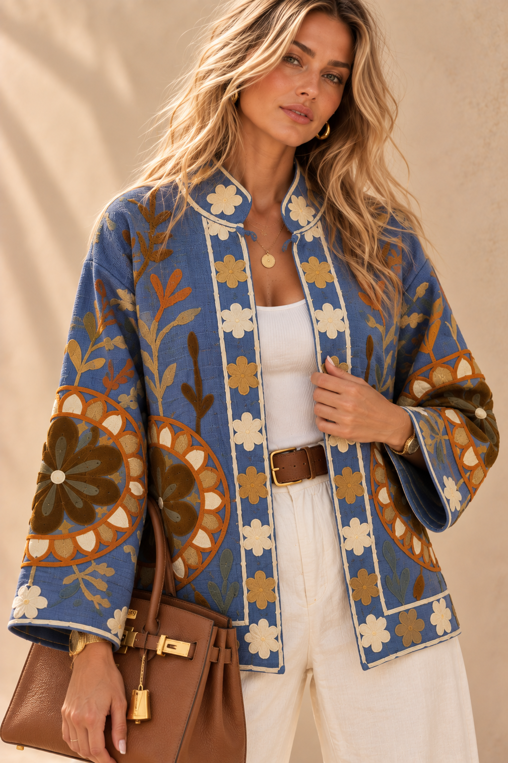The Floriana Blue Botanical Jacket