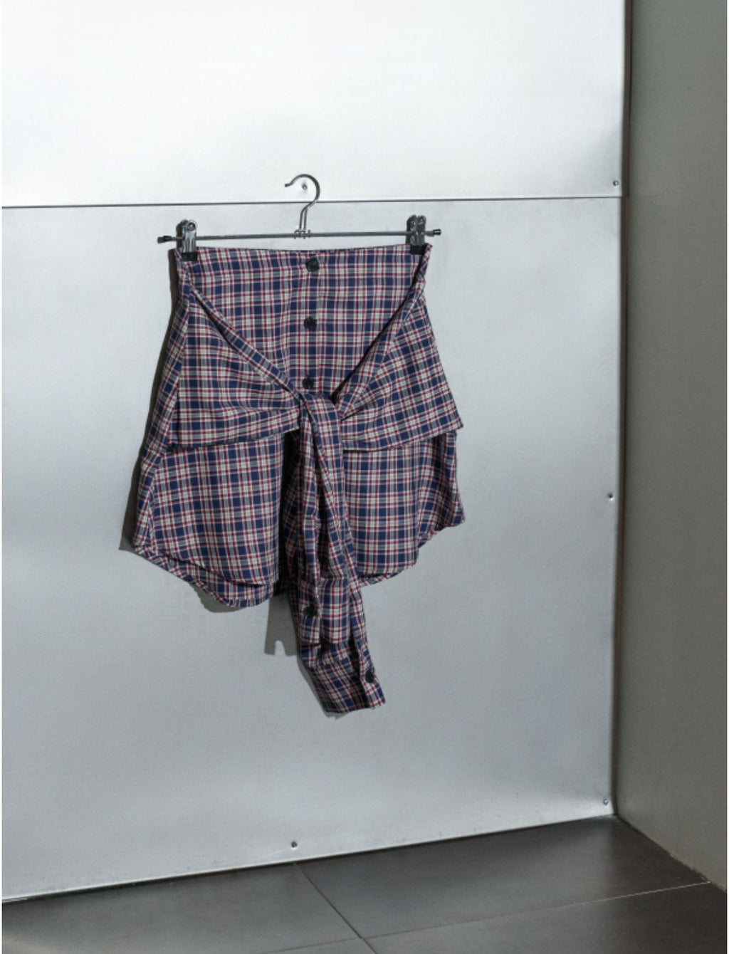 Plaid Tie-Front Mini Skirt