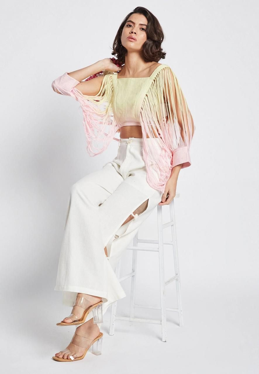 Beaded Side-Split Beach Pants