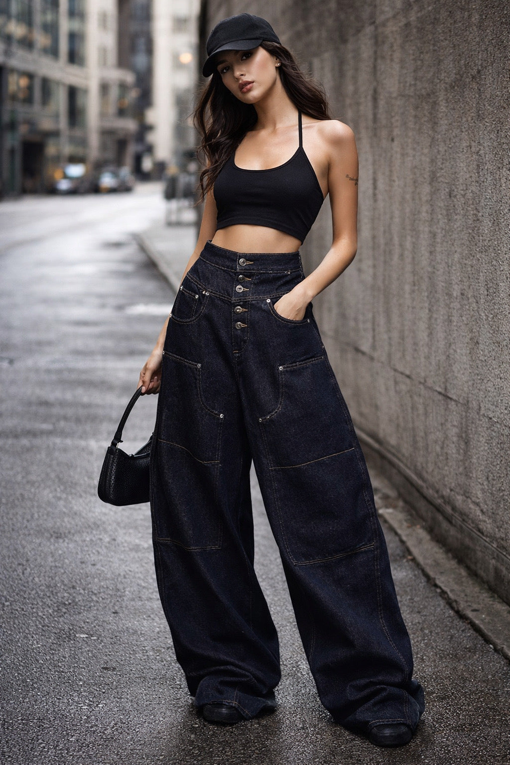 High-waist wide-leg jeans