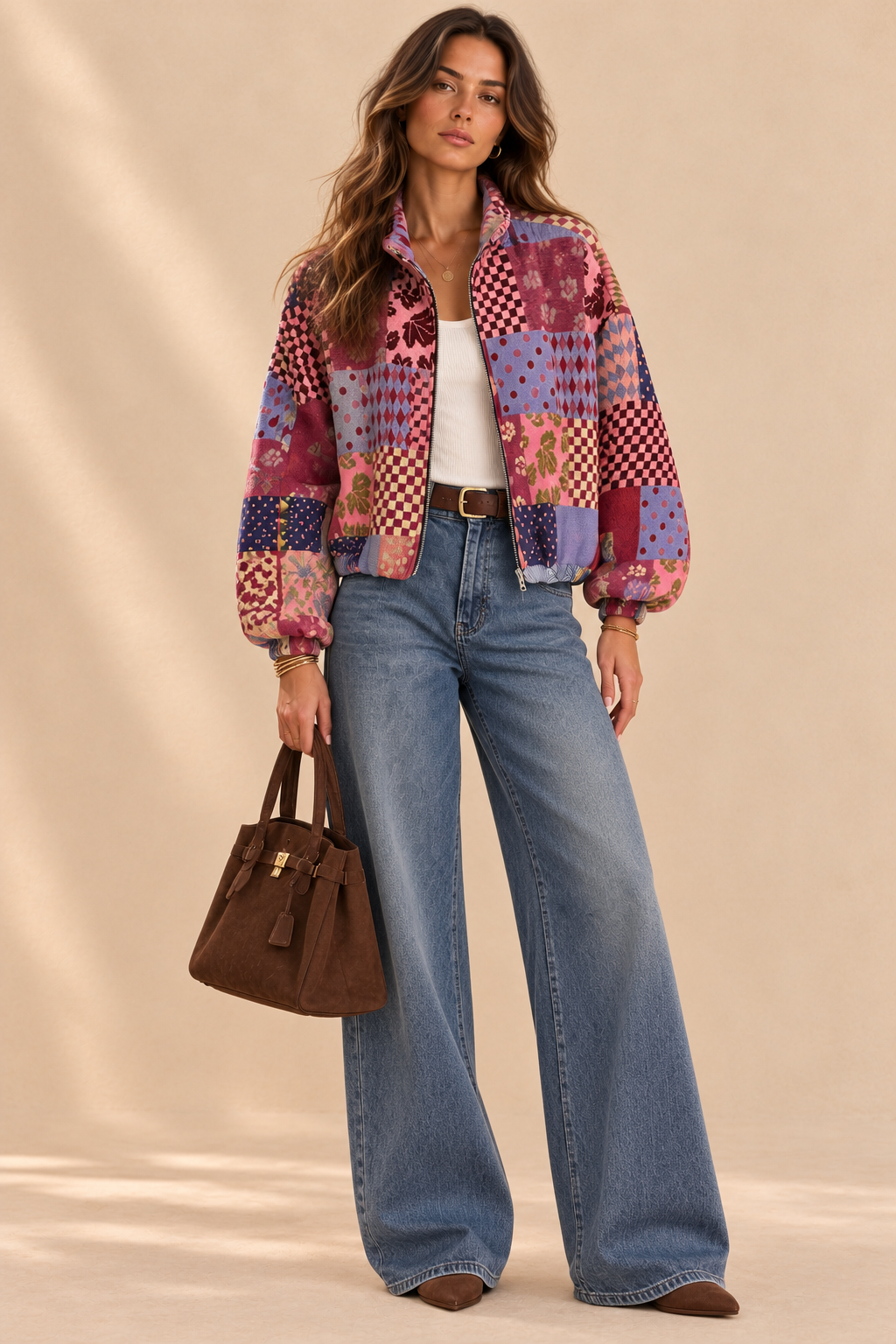 Mosaic Patchwork Bomber Jacket