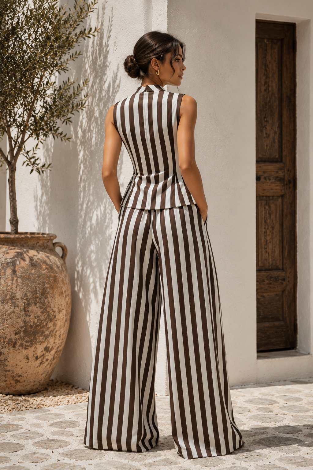 Military Stripe Vest & Balloon Pants Set