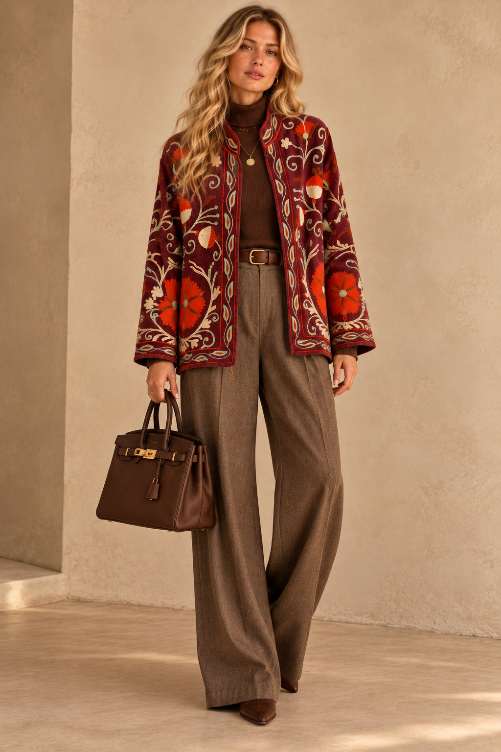 The Rosabella Burgundy Floral Embroidered Jacket