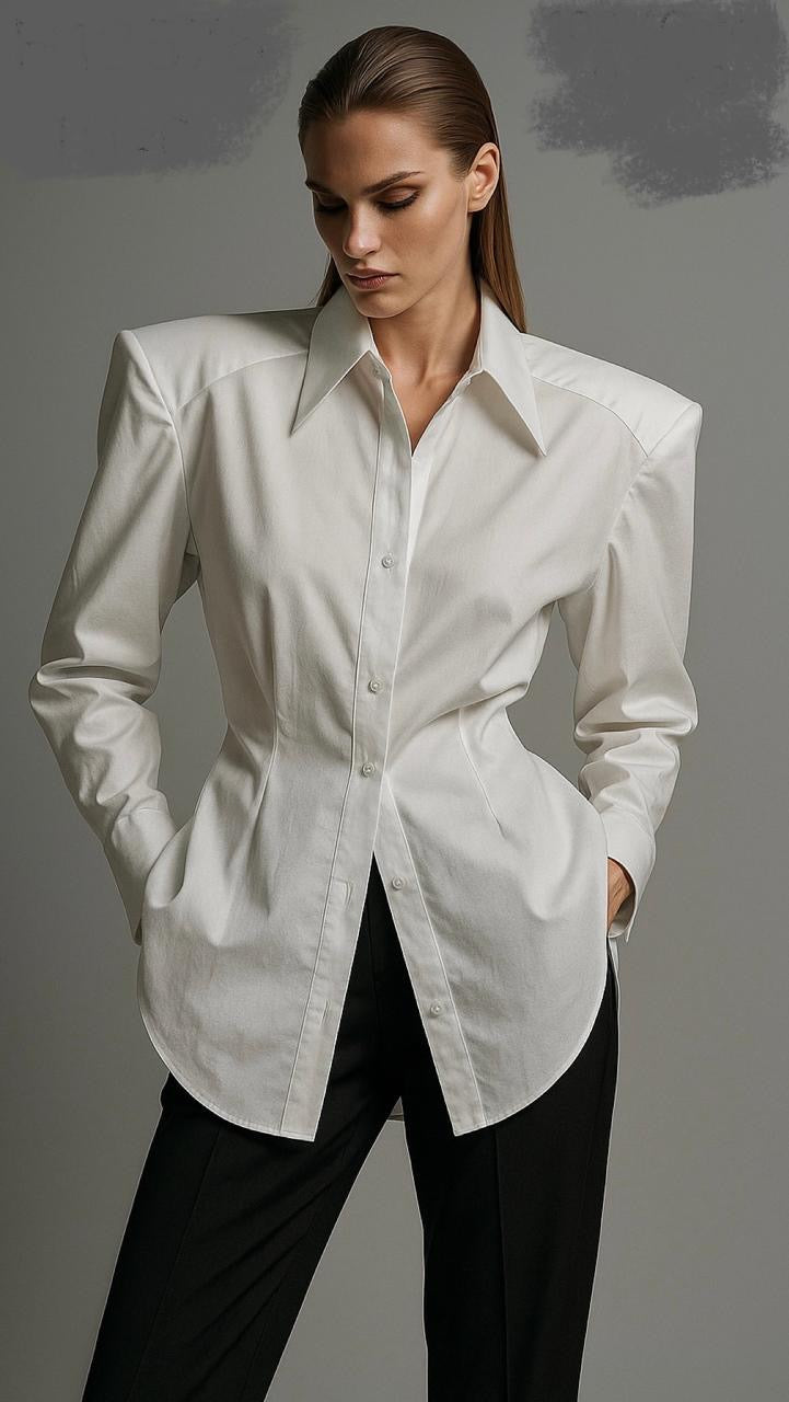 Structured Shoulder White Shirt - Power Dressing Essential