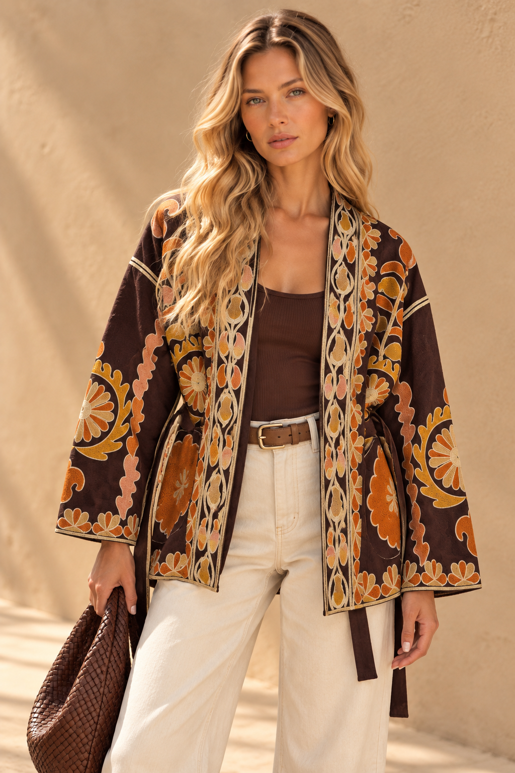 Autumn Bloom Embroidered Suede Jacket