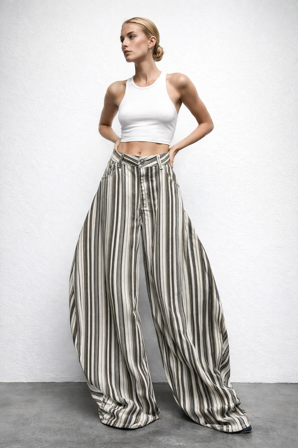 Striped Wide-Leg Trousers