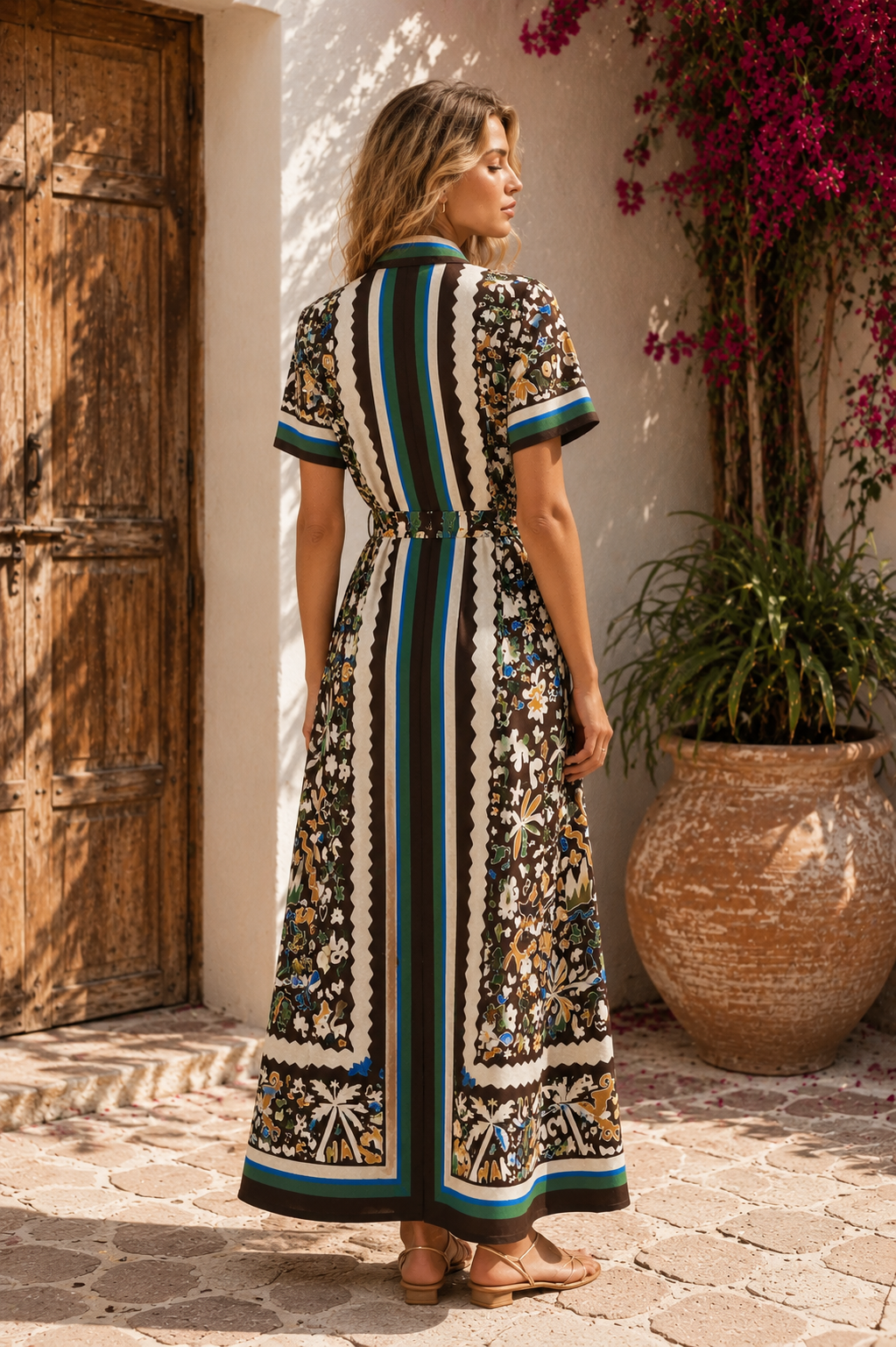 Artisan Print Maxi Shirt Dress