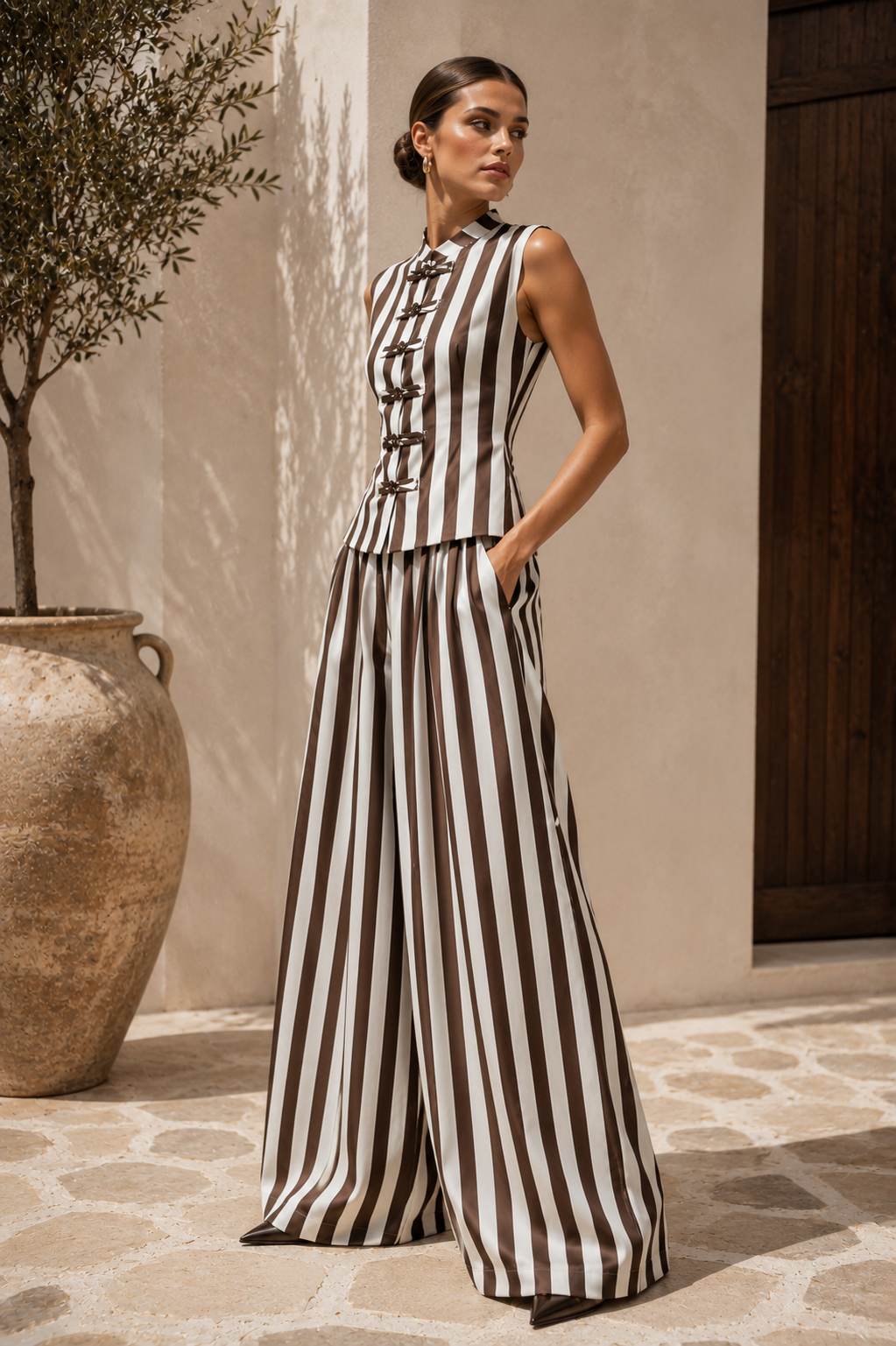 Military Stripe Vest & Balloon Pants Set