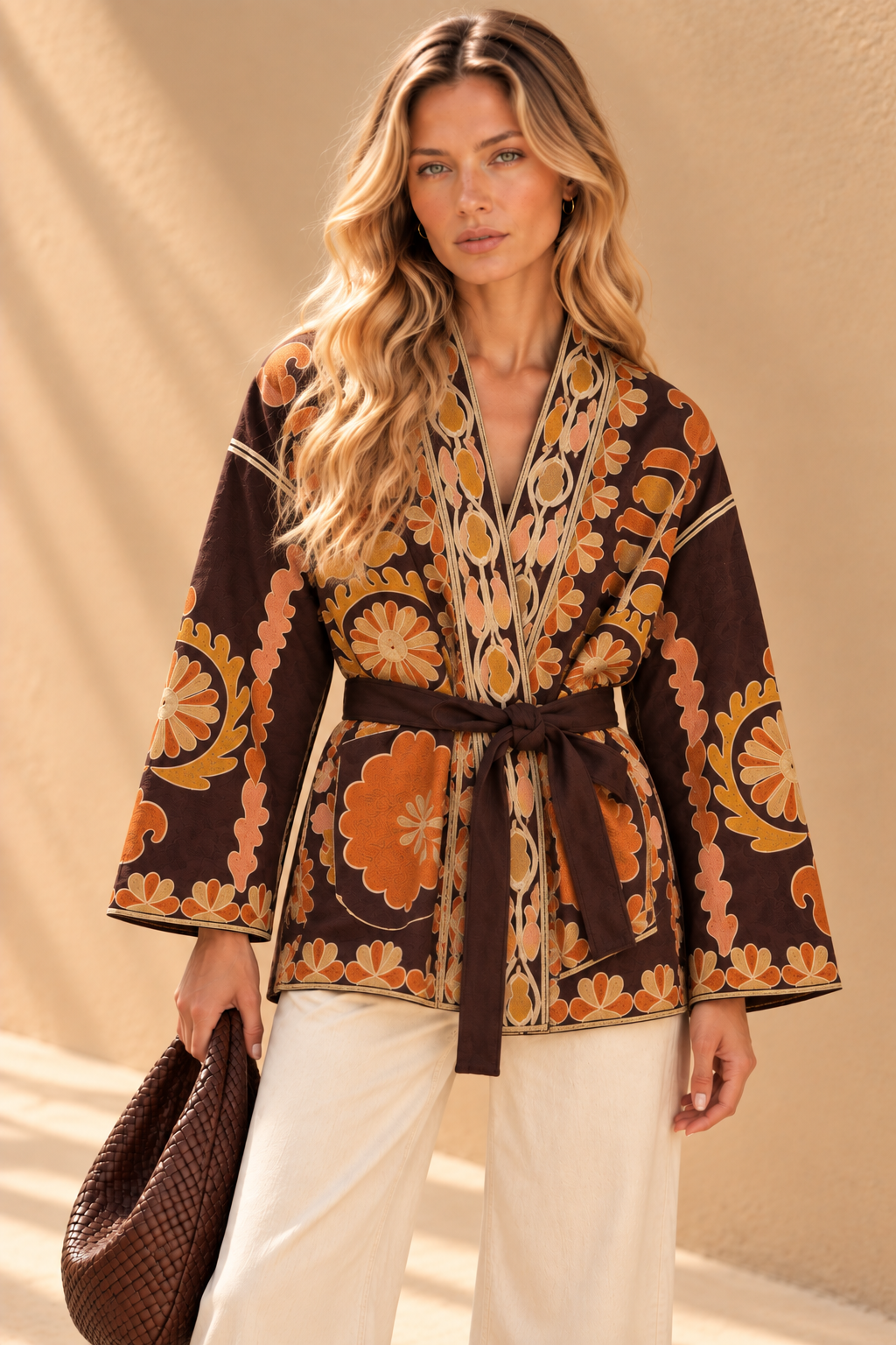 Autumn Bloom Embroidered Suede Jacket