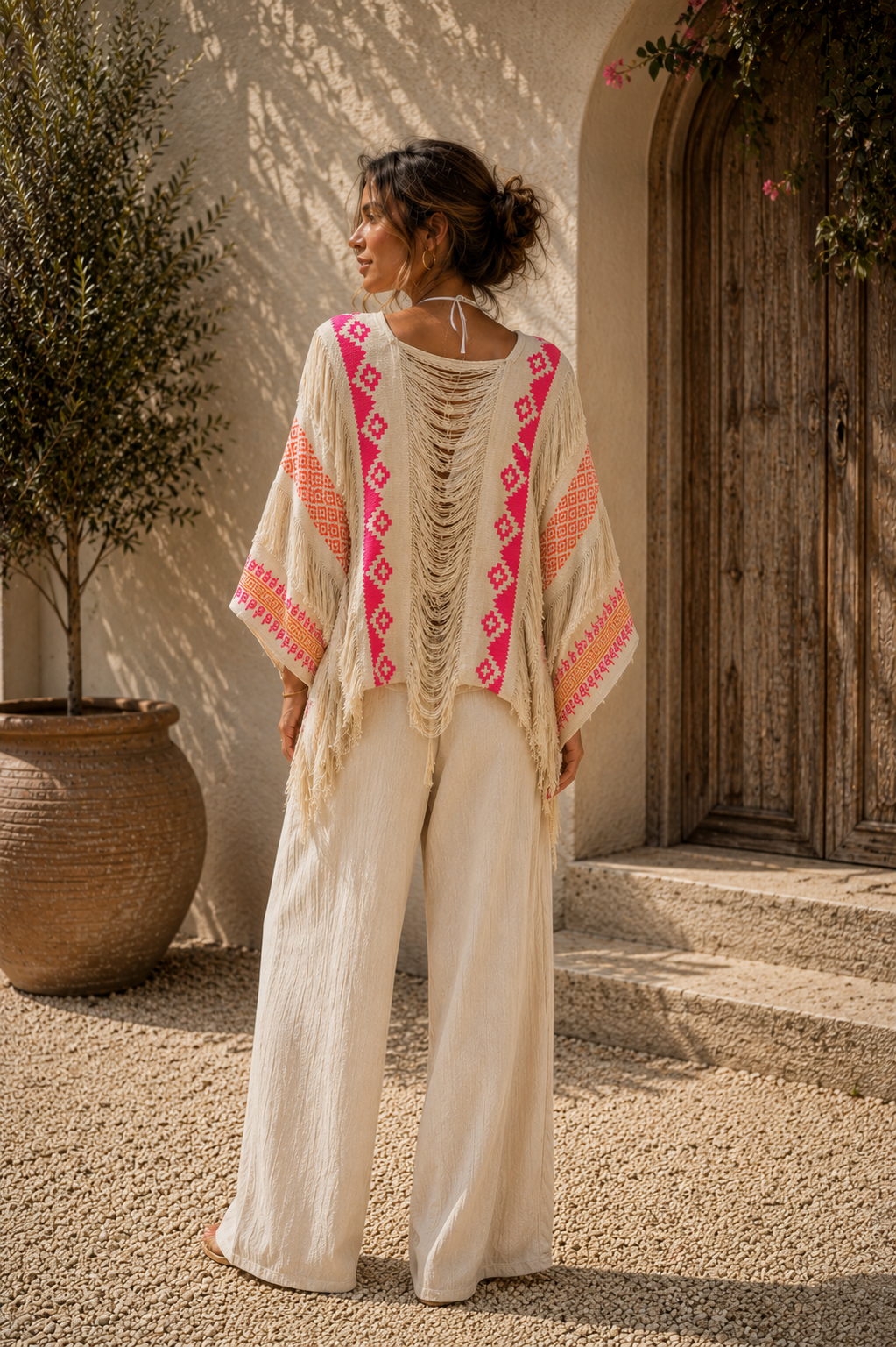 The Boho Edit Tribal Thread Short Sleeve Top
