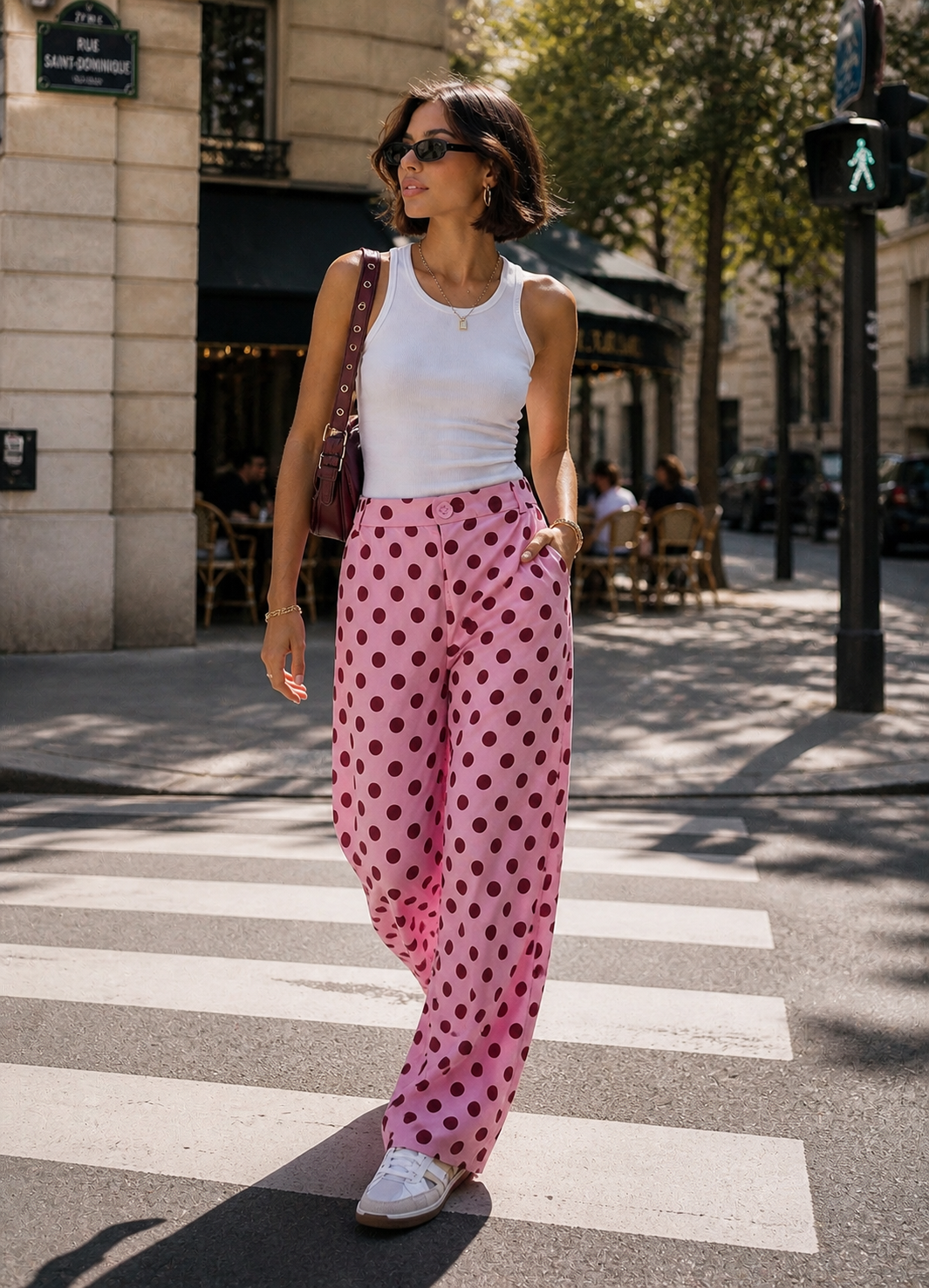 Dolce Polka Dot Wide-Leg Pants