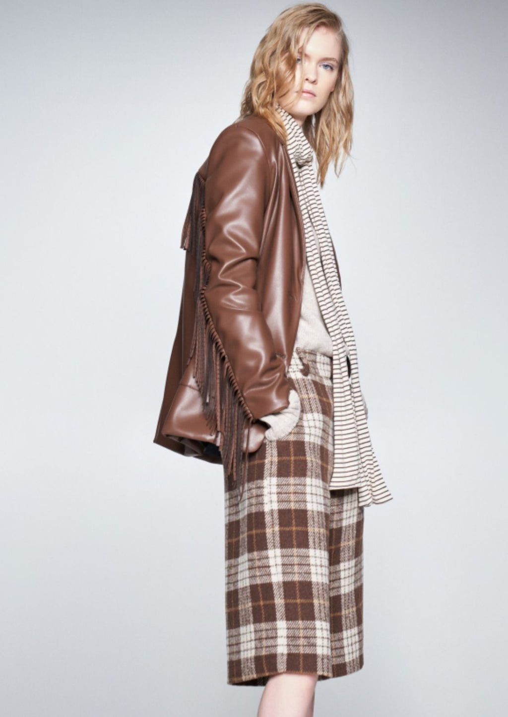 Leather Fringe Blazer 