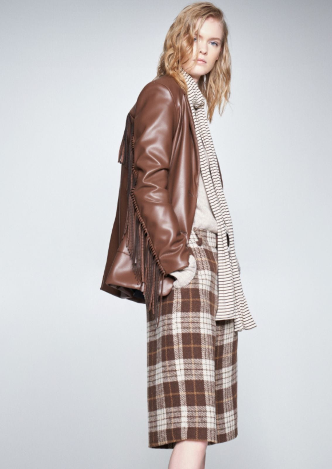 Leather Fringe Blazer 