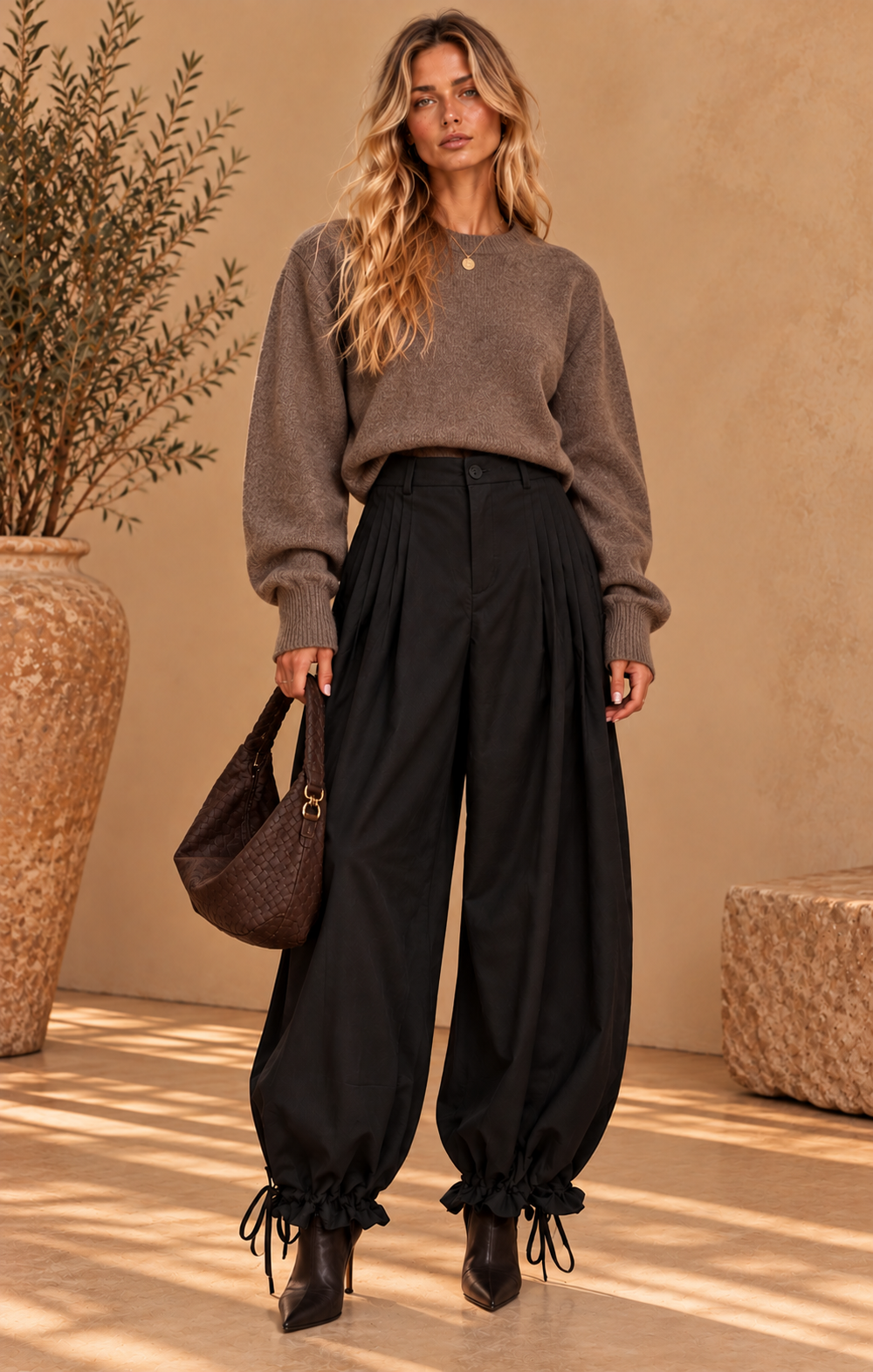 Black Pleated Trousers
