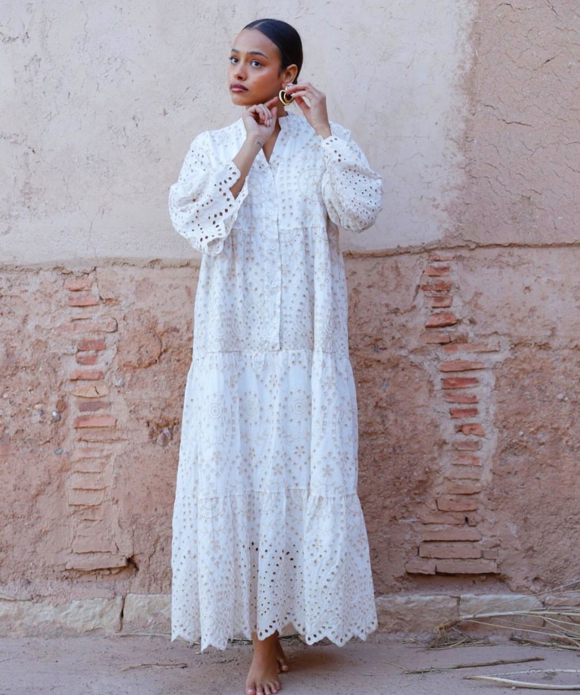 White Embroidered Bohemian Dress