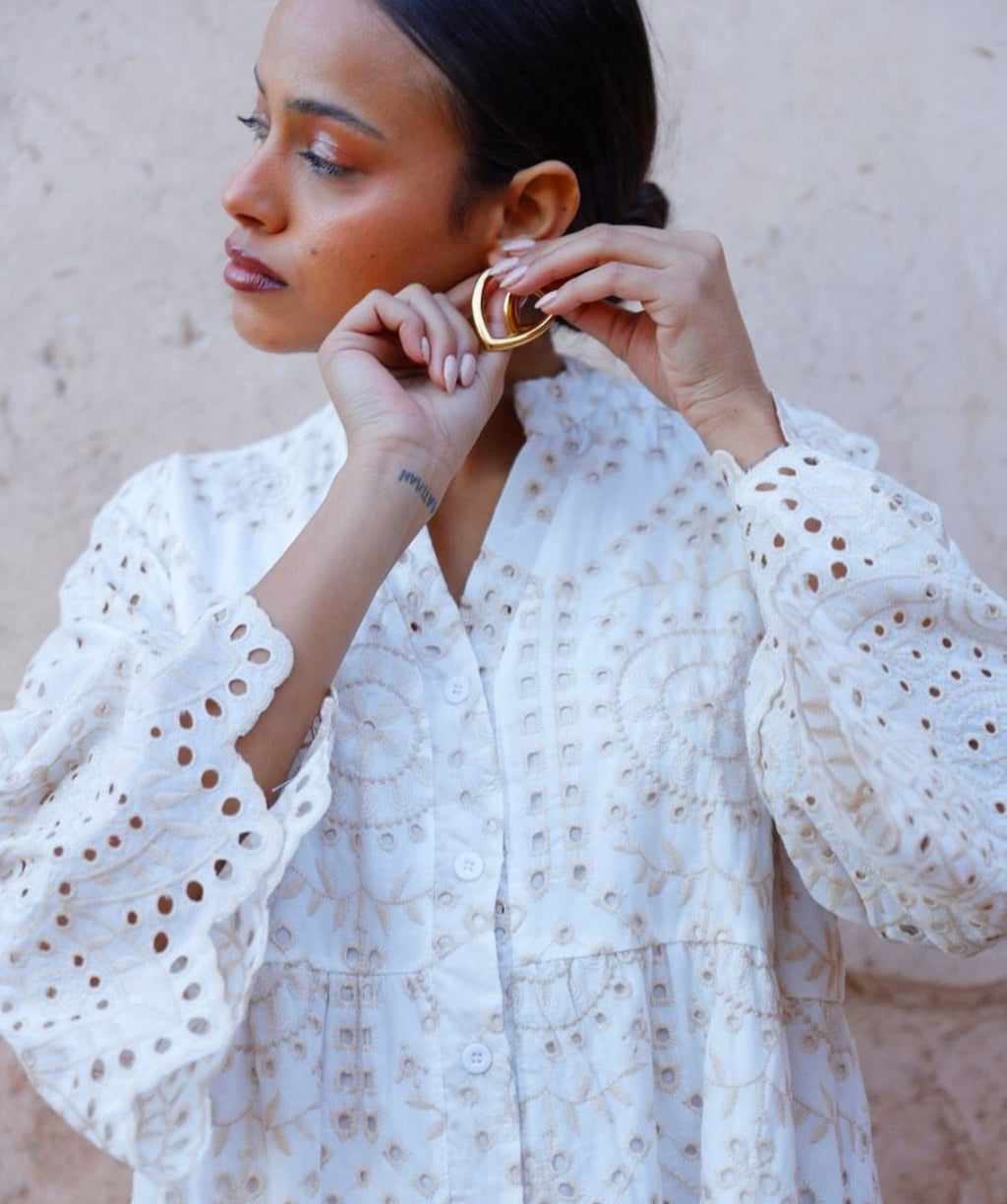 White Embroidered Bohemian Dress