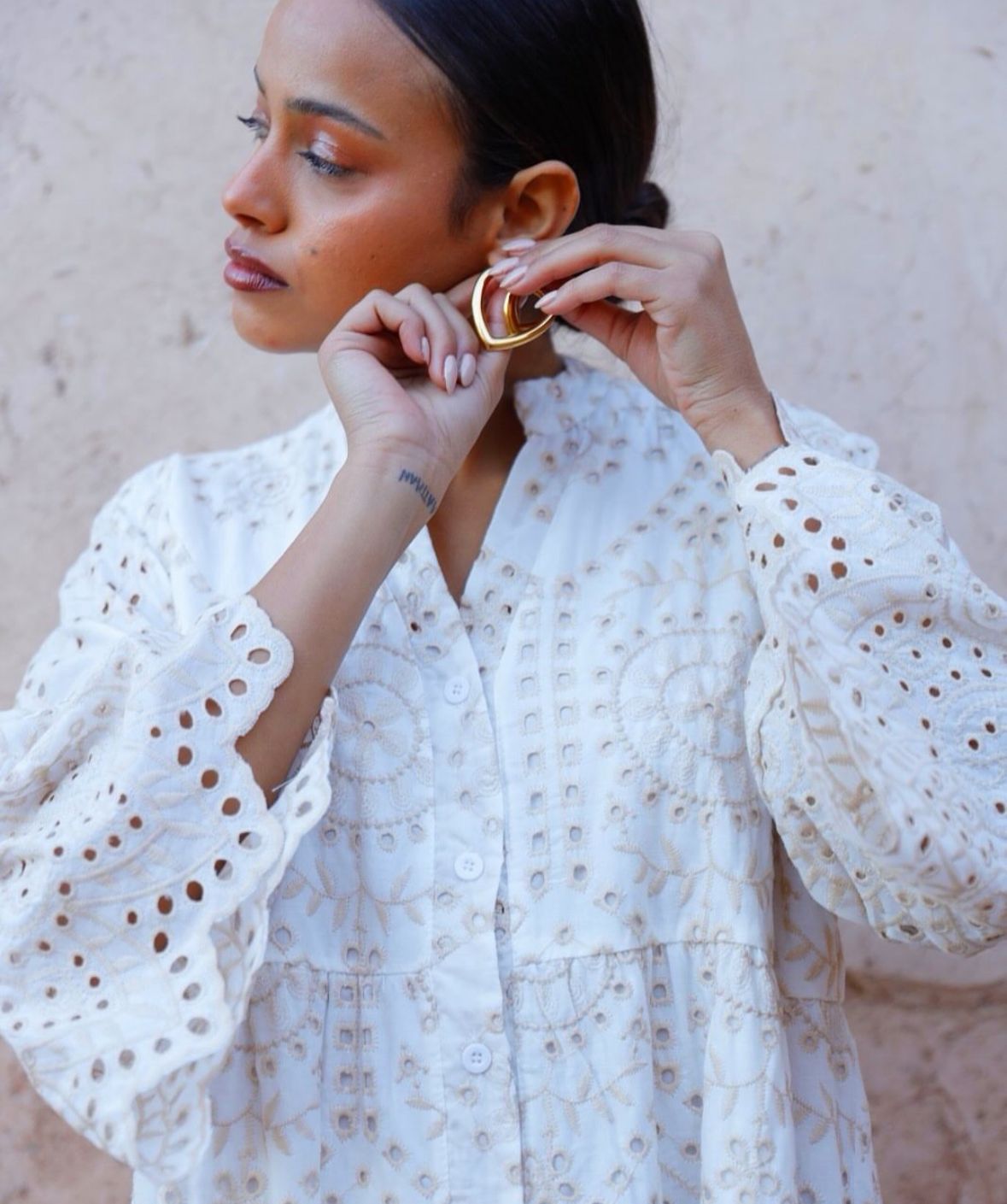 White Embroidered Bohemian Dress