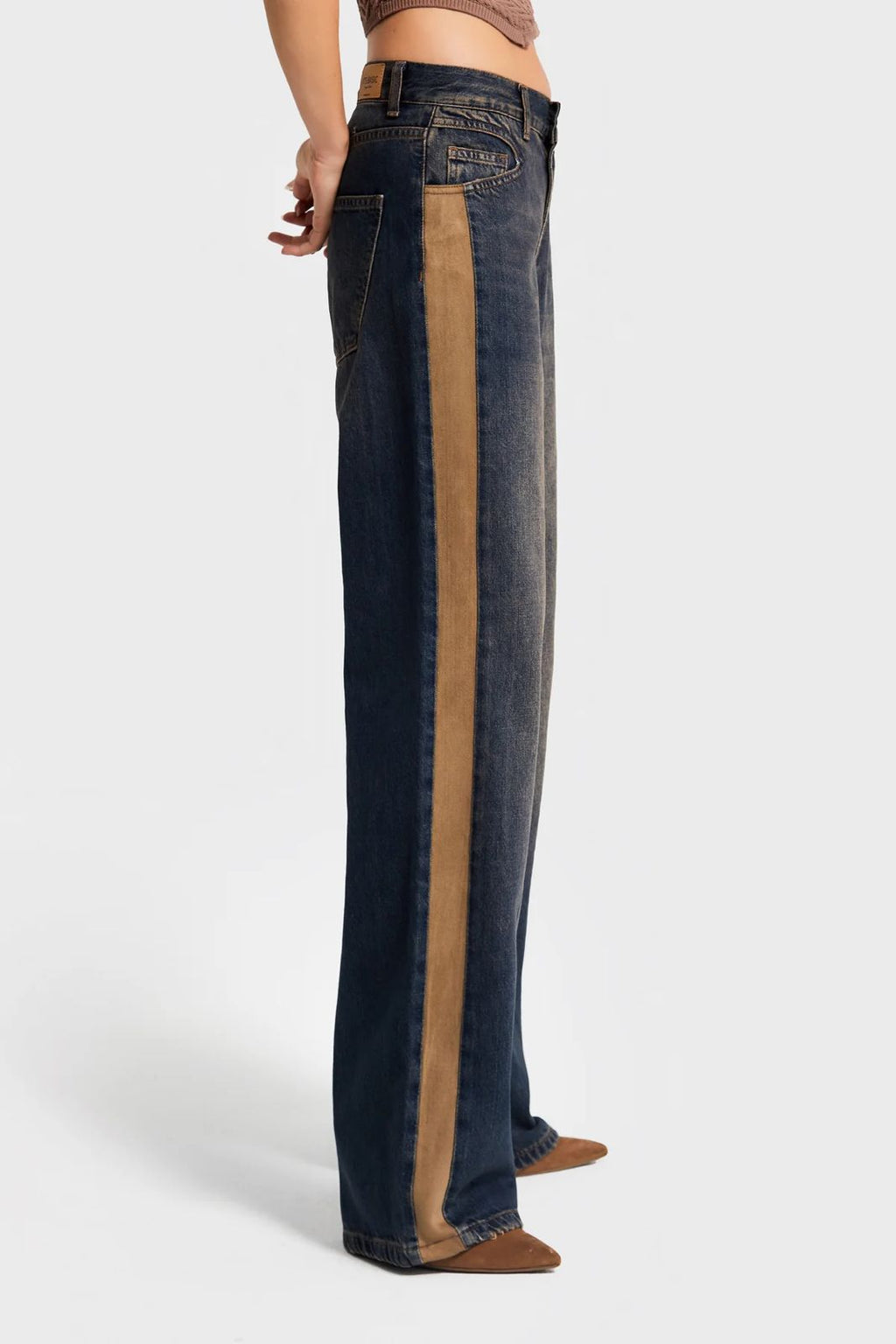 Two-Tone Side Panel Jeans
