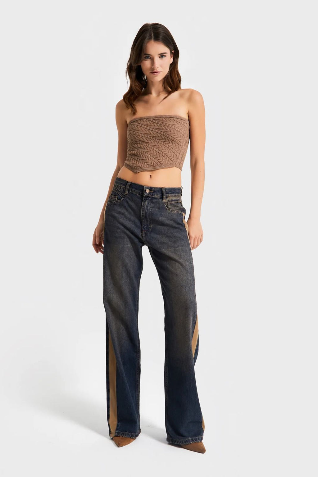 Two-Tone Side Panel Jeans