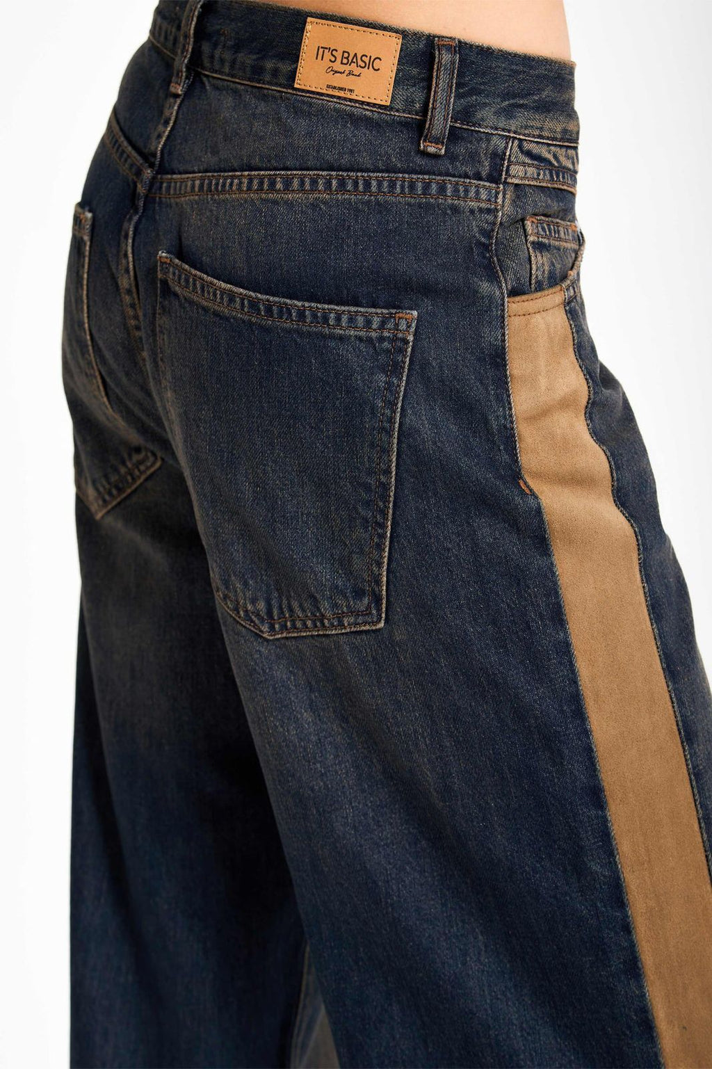 Two-Tone Side Panel Jeans