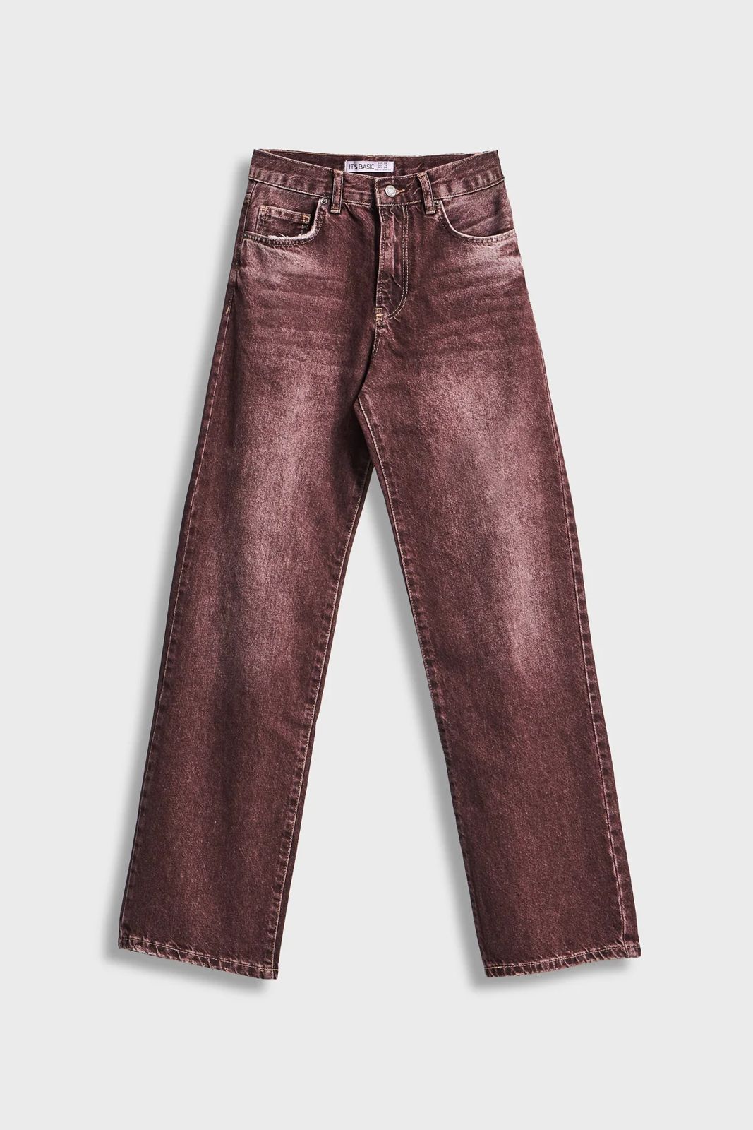 Washed Cocoa Straight-Leg Jeans