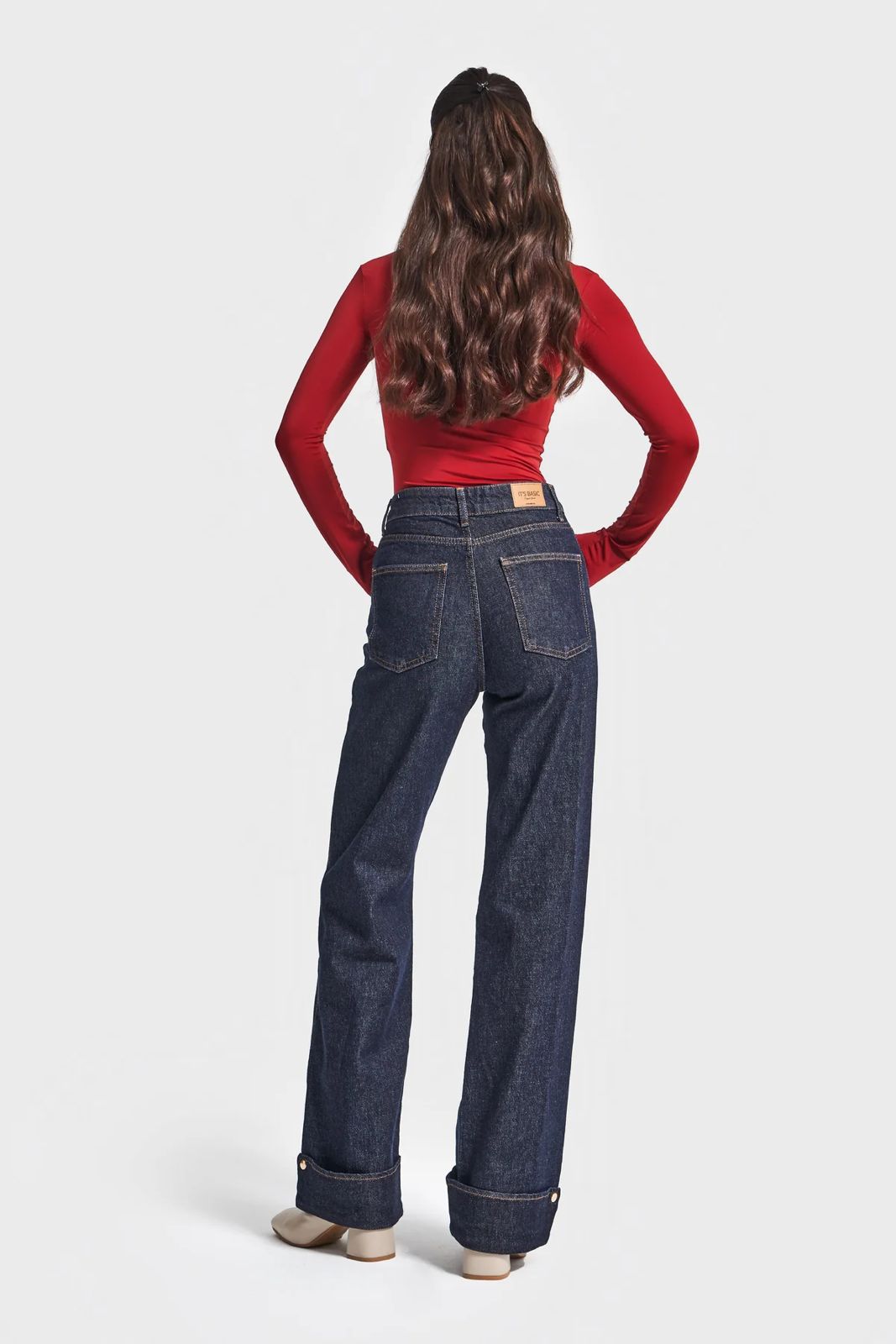 Dark Indigo Cuffed Straight-Leg Jeans