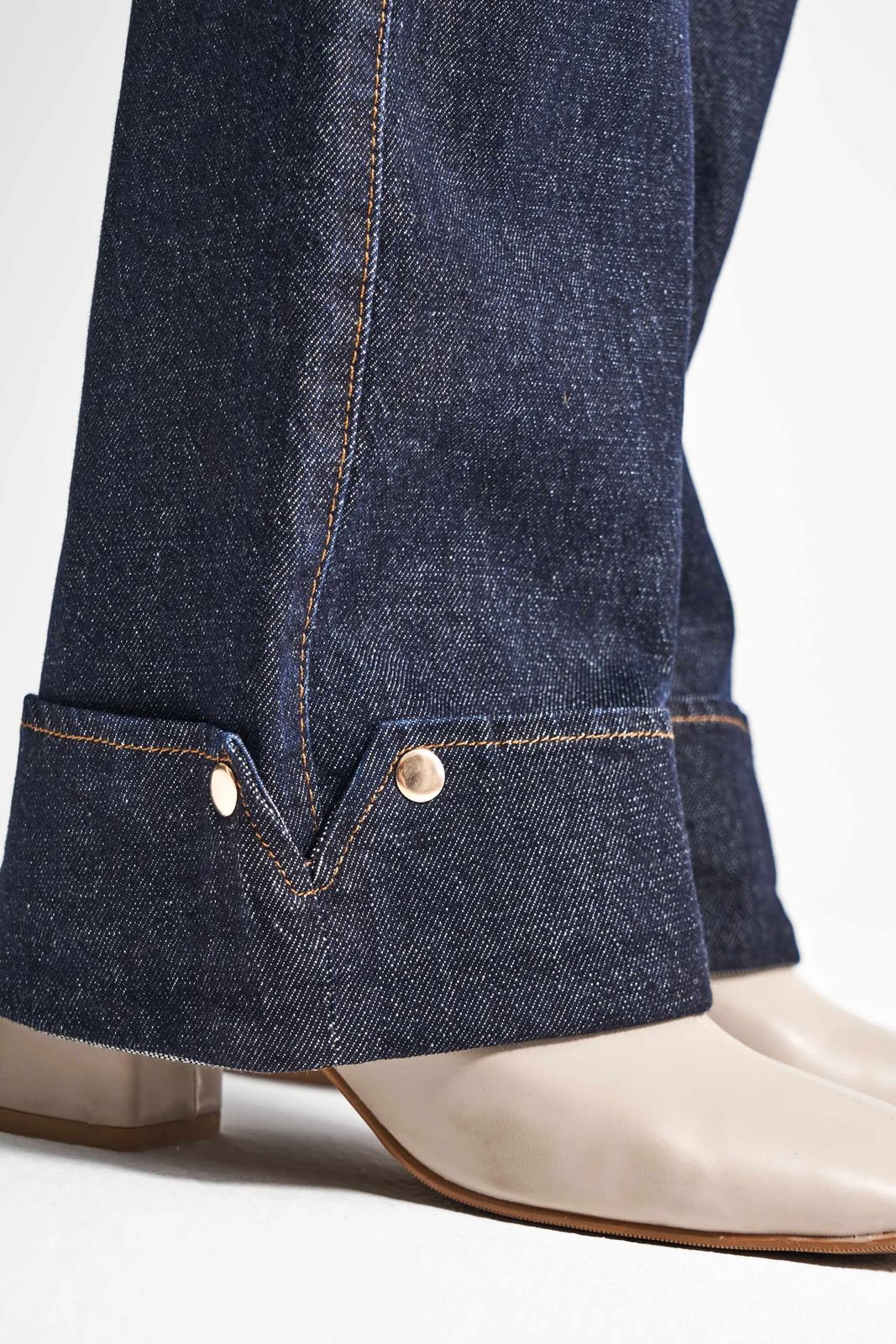 Dark Indigo Cuffed Straight-Leg Jeans