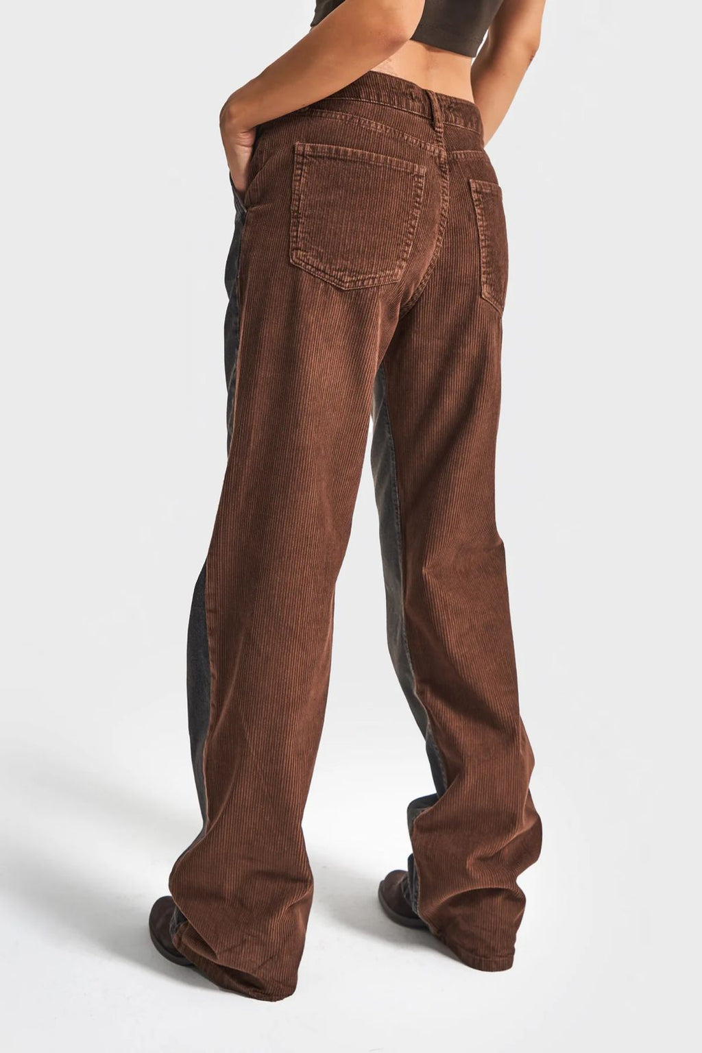 Two-Tone Corduroy Panel Jeans