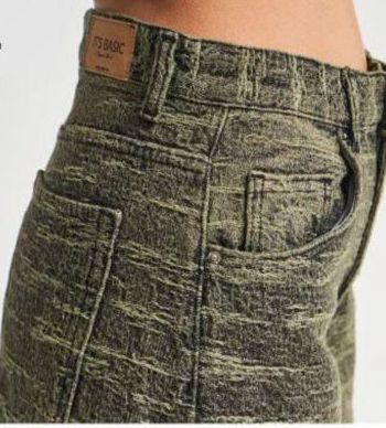 Olive Textured Palazzo Jeans