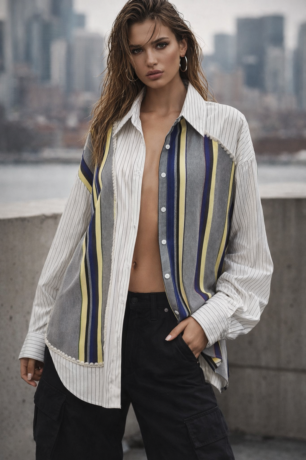 Oversized striped shirt