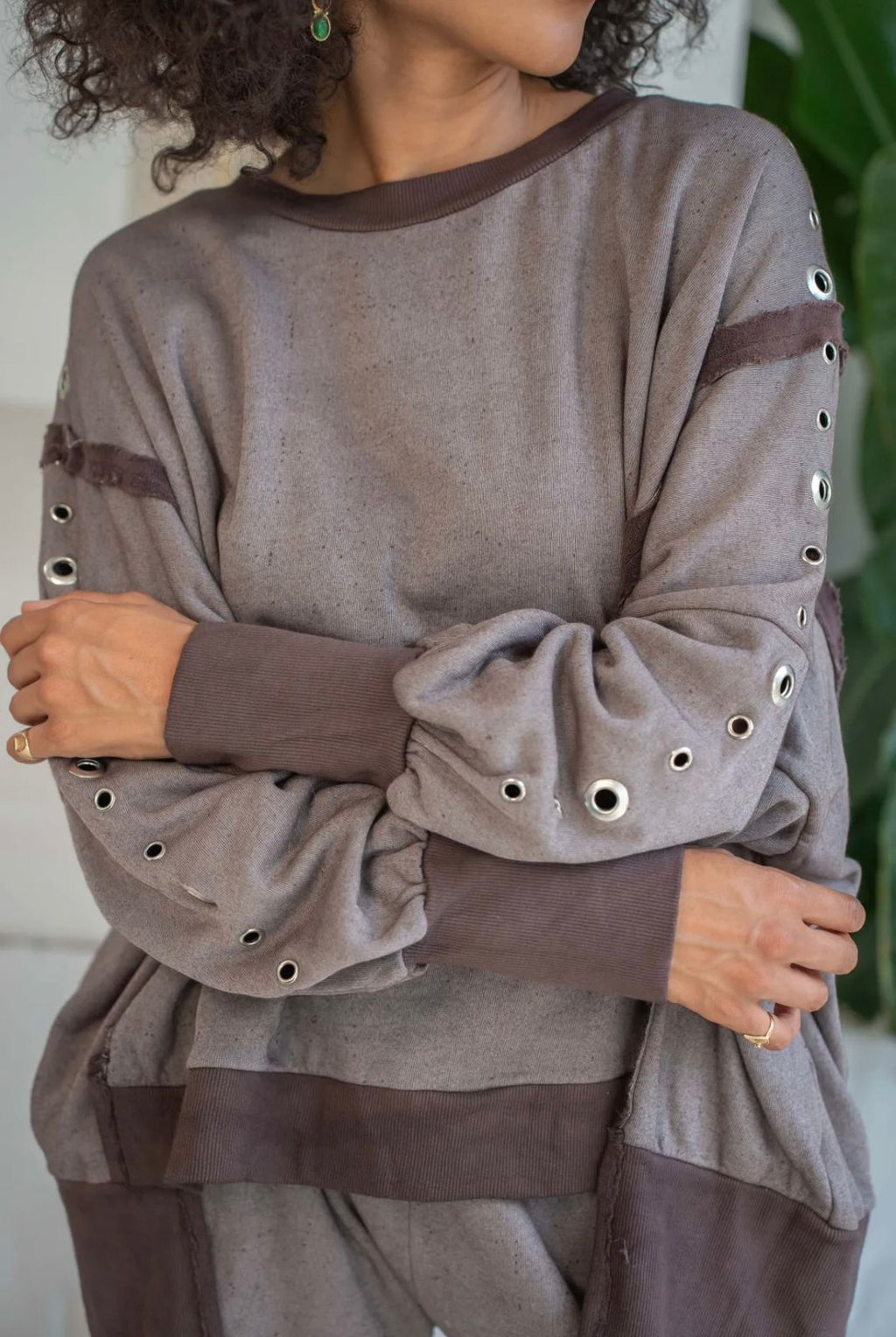 Taupe Eyelet Lounge Set