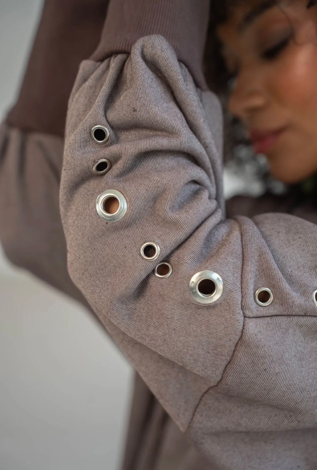 Taupe Eyelet Lounge Set