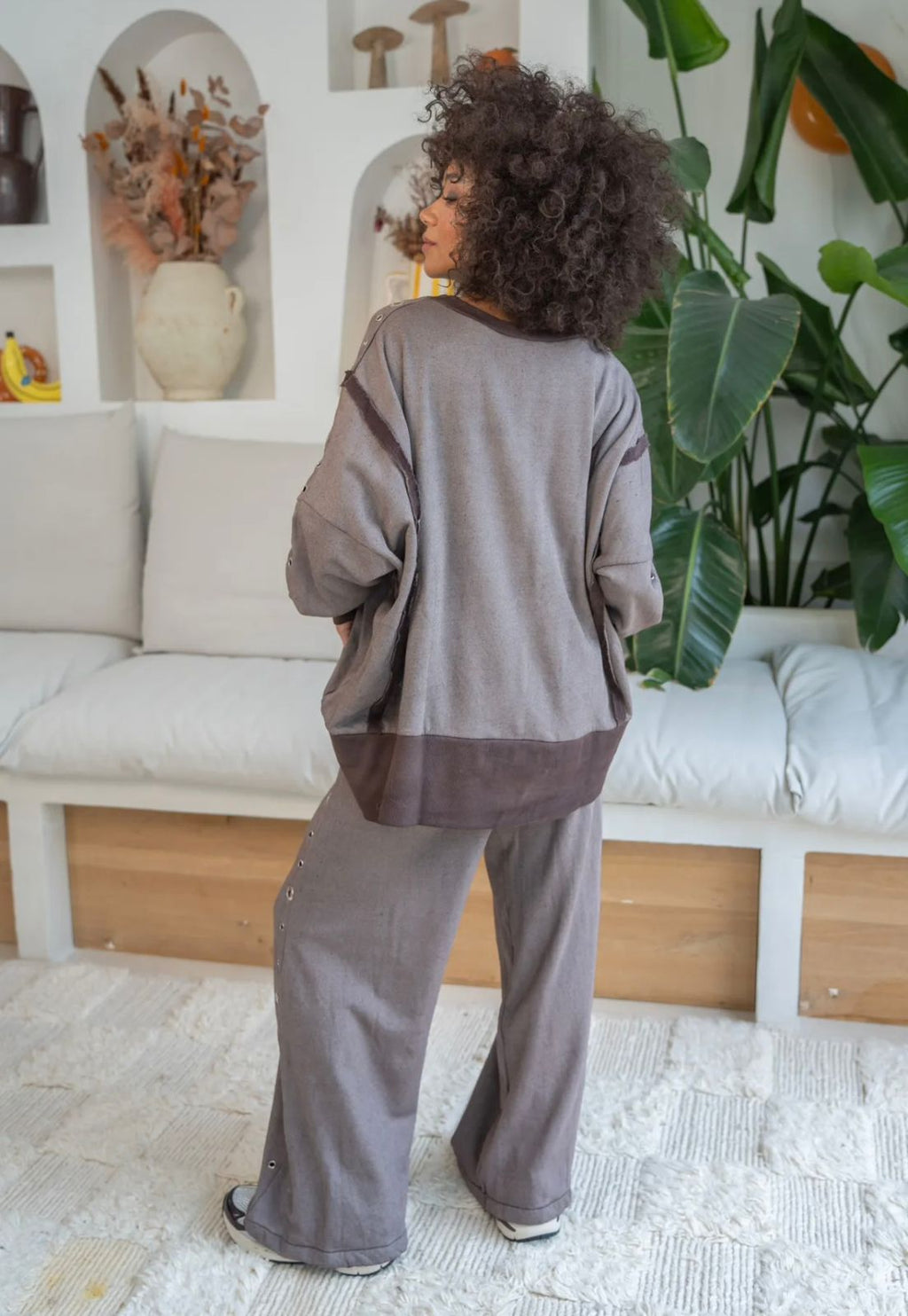 Taupe Eyelet Lounge Set