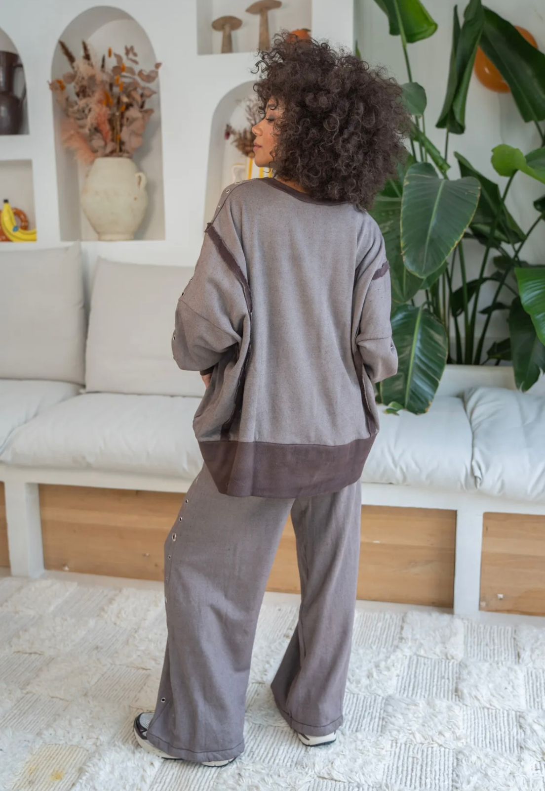 Taupe Eyelet Lounge Set