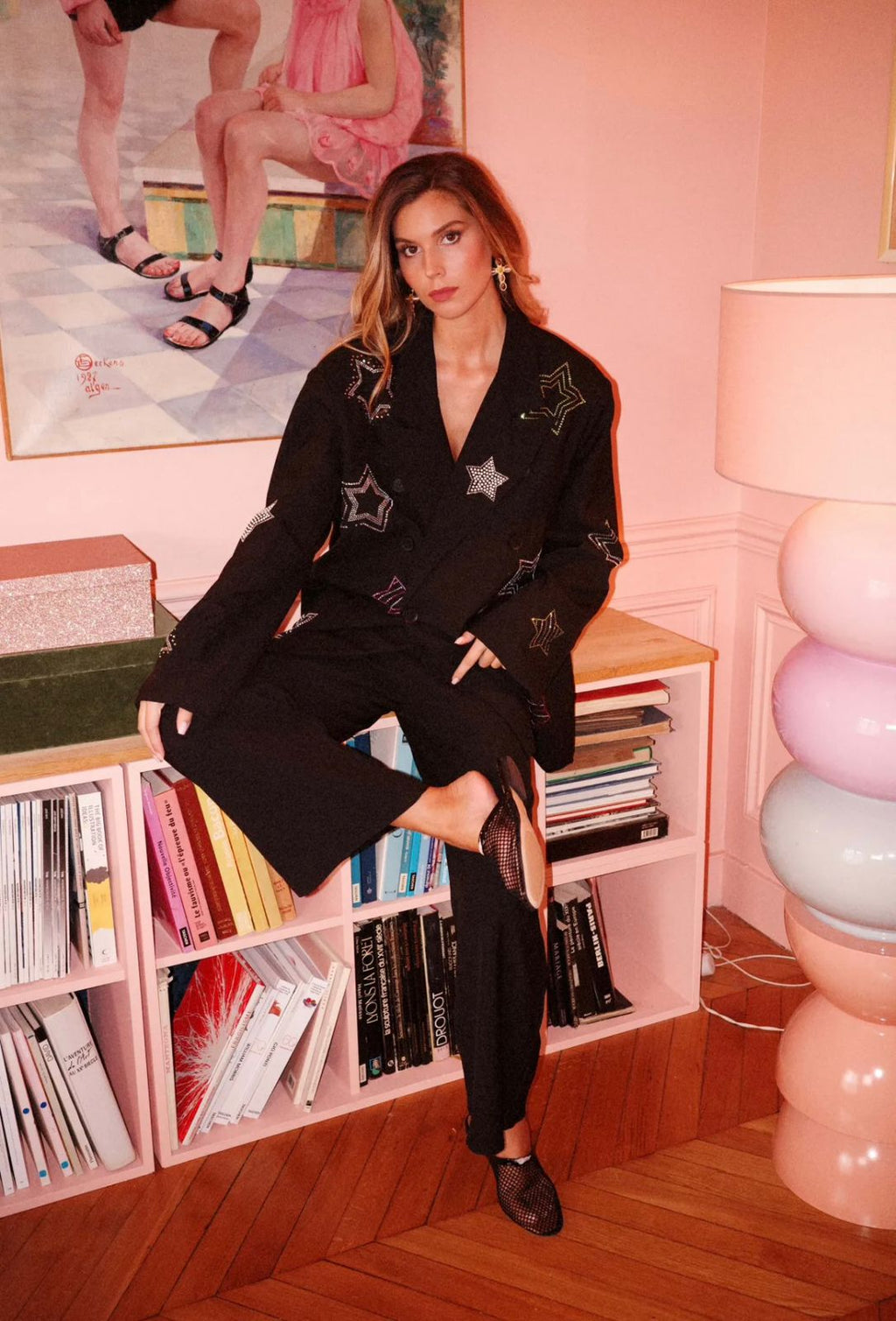 Oversized star embellished blazer