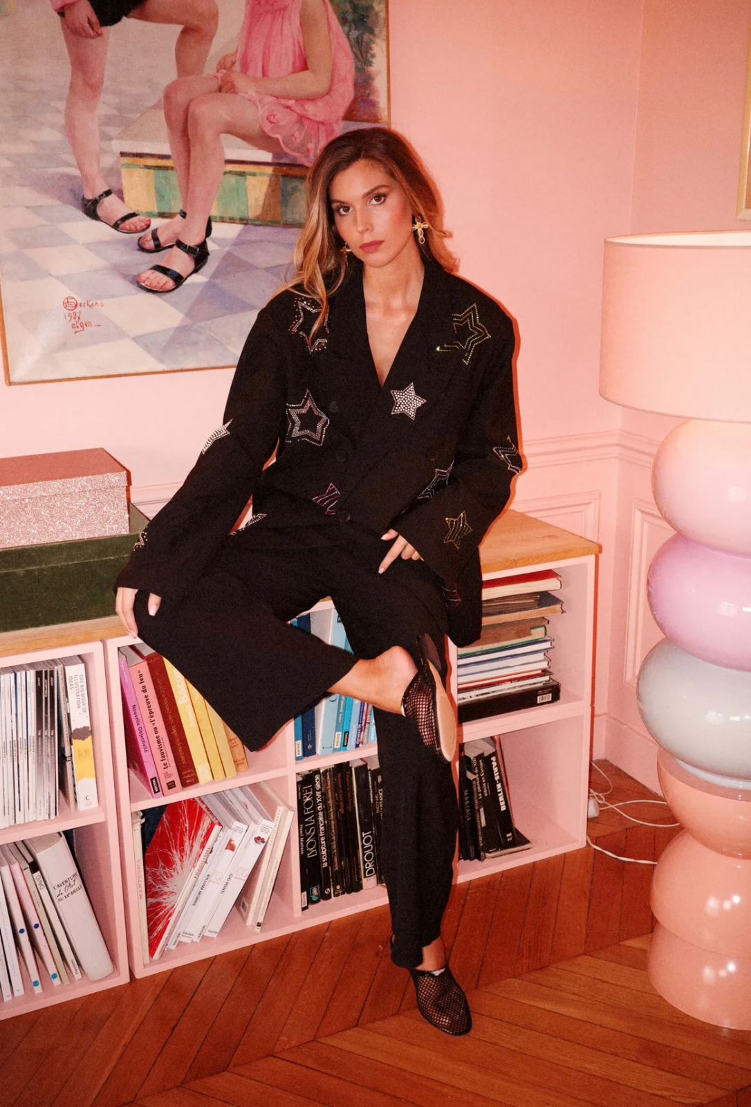 Oversized star embellished blazer