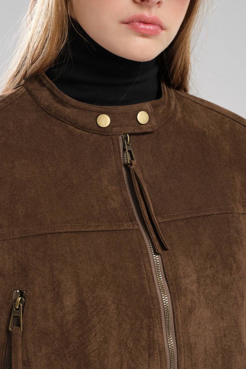 Brown Suede Cropped Jacket