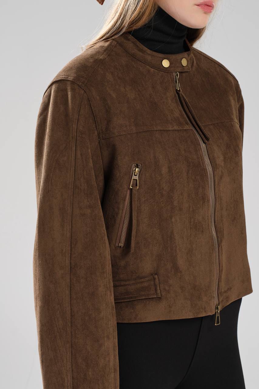 Brown Suede Cropped Jacket