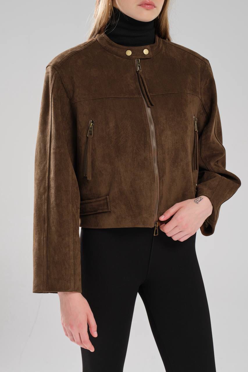 Brown Suede Cropped Jacket