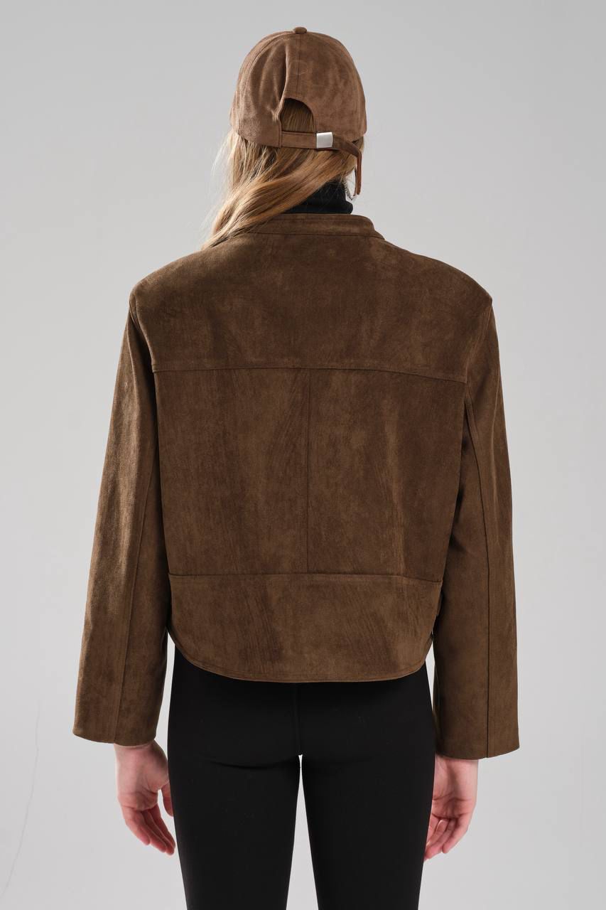 Brown Suede Cropped Jacket