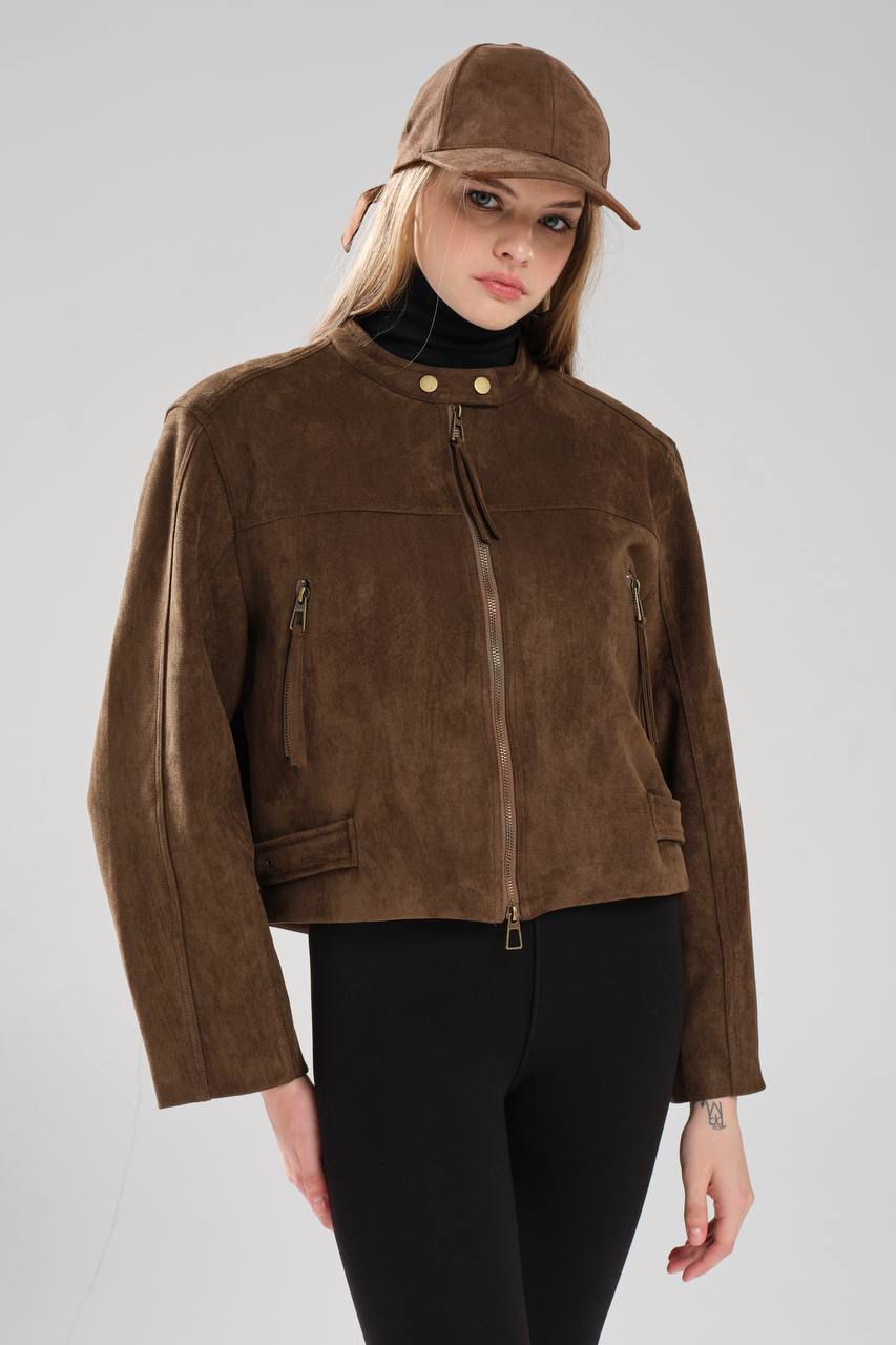 Brown Suede Cropped Jacket