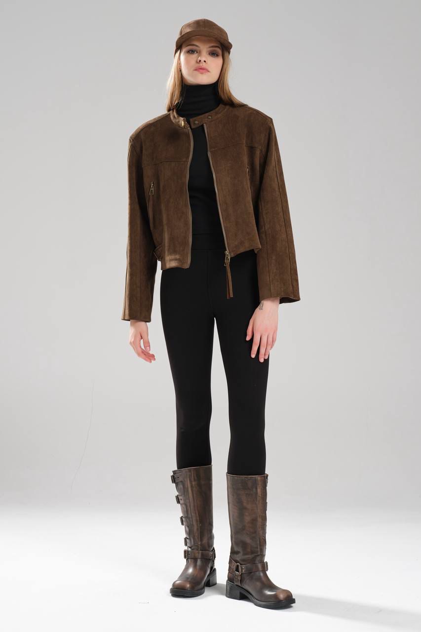 Brown Suede Cropped Jacket