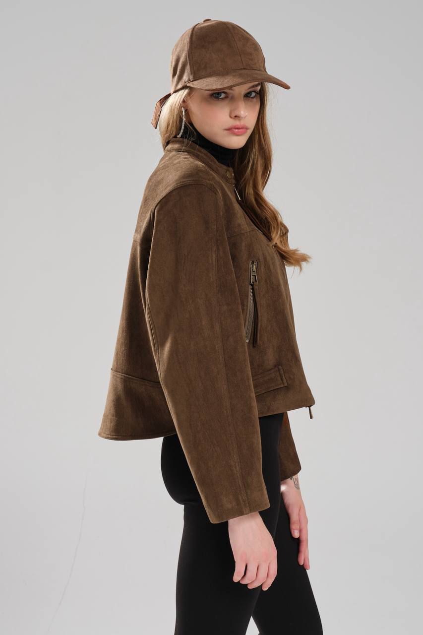 Brown Suede Cropped Jacket