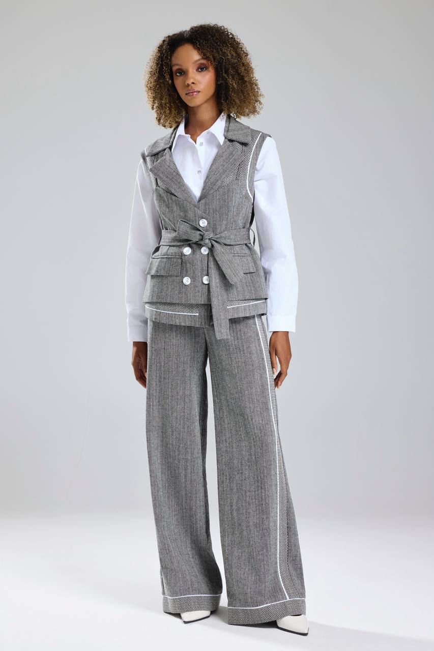 Grey Sleeveless Tailored Set