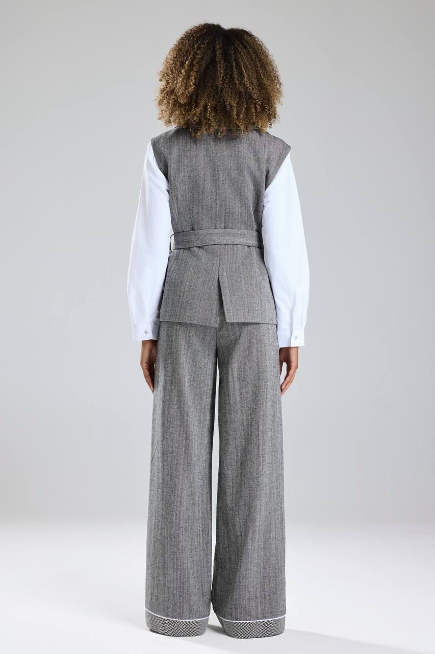 Grey Sleeveless Tailored Set