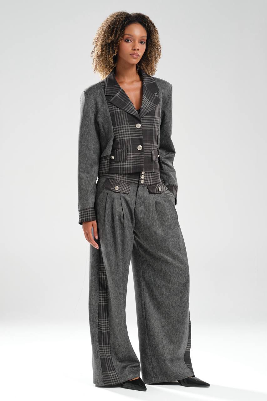 Grey Plaid Panel Set