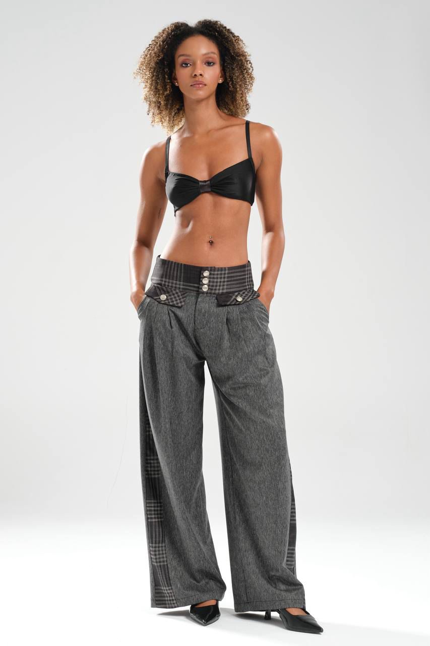 Grey Plaid Panel Set