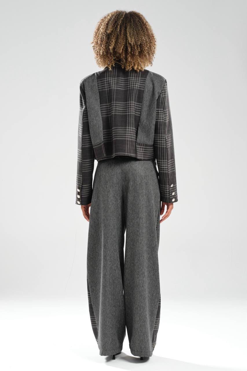 Grey Plaid Panel Set