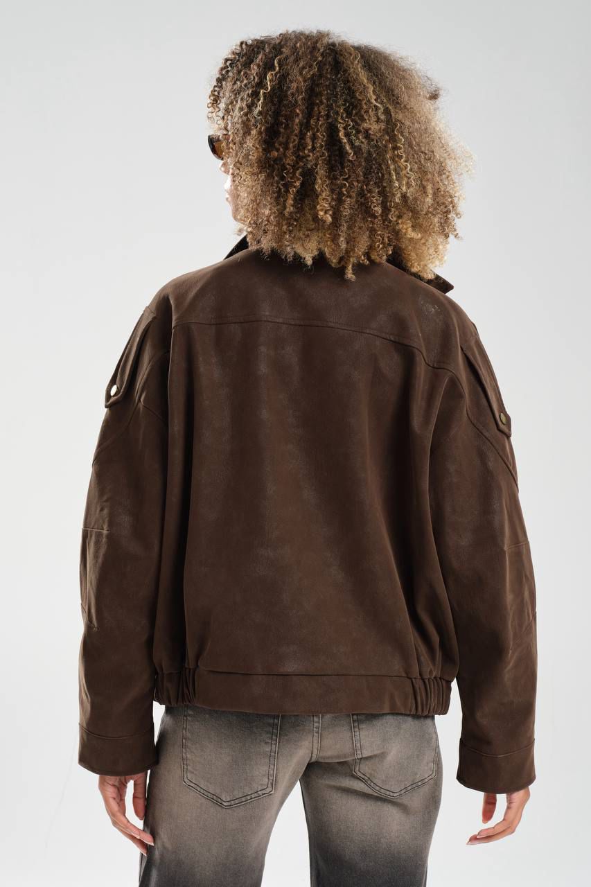 Brown Suede Oversized Jacket